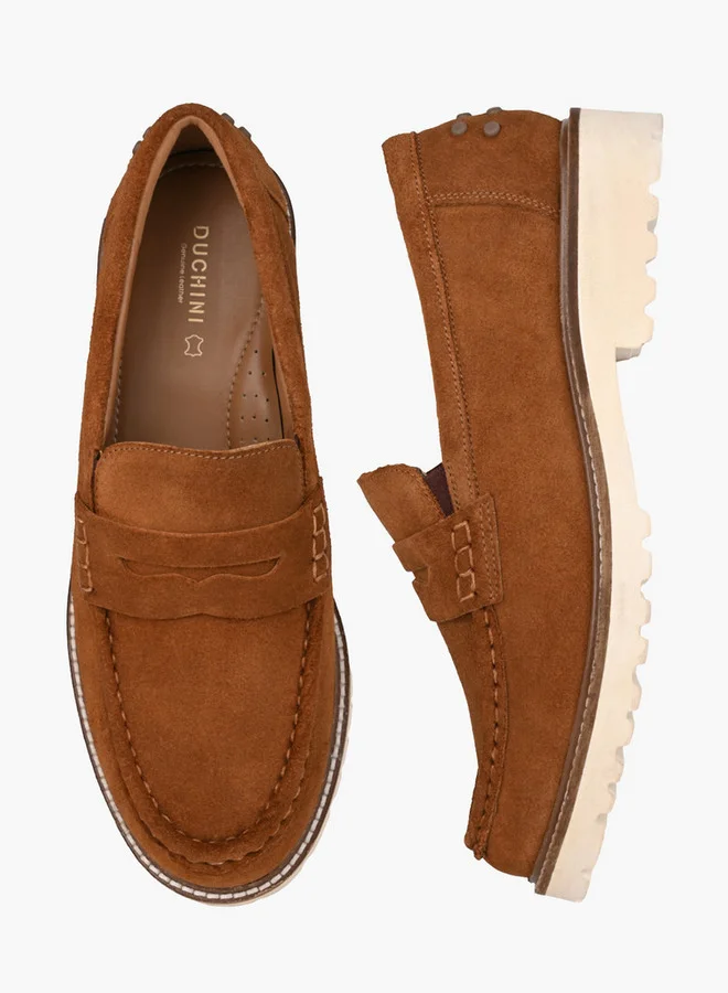 DUCHINI Women Leather Slip-On Loafers